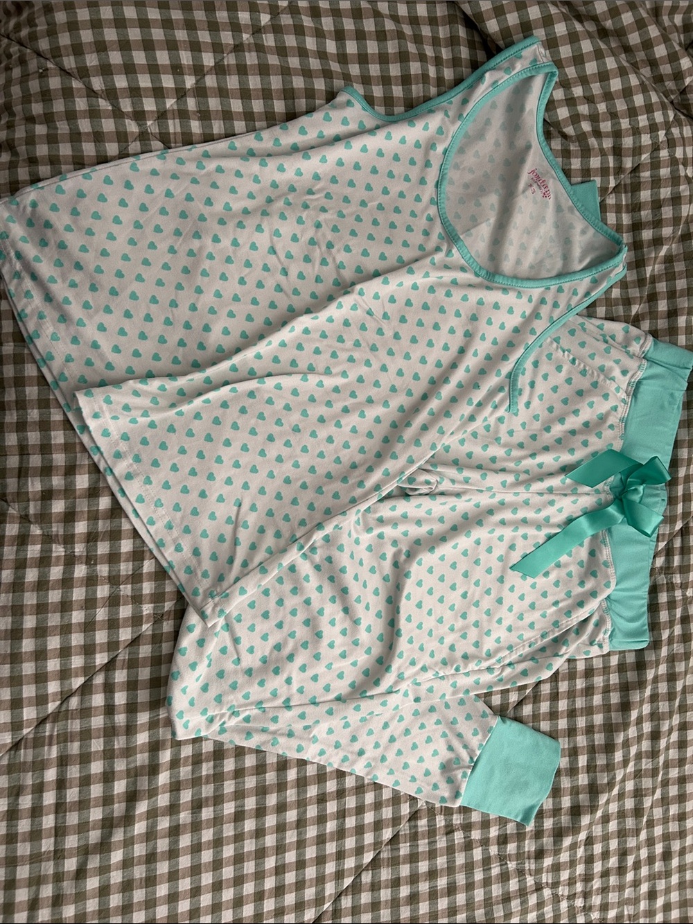 NWOT Jordann Jammies Women’s pajama set - white with blue hearts